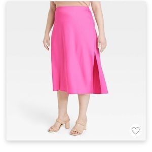 NWT A New Day Pink Slip Skirt Midi 1X